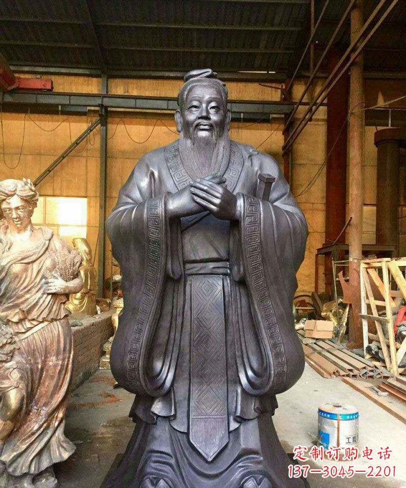 新乡铜雕校园孔子人像雕塑