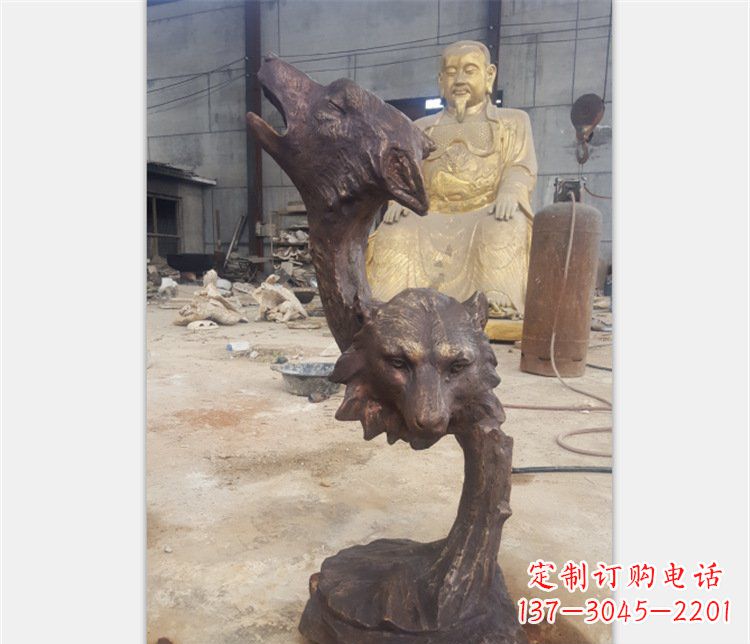 新乡铜雕园林金钱豹动物雕塑