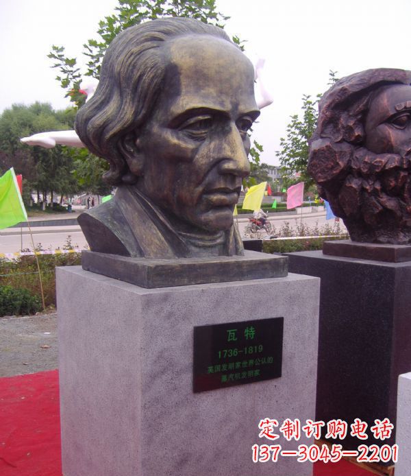 新乡瓦特胸像名人铜雕 (2)