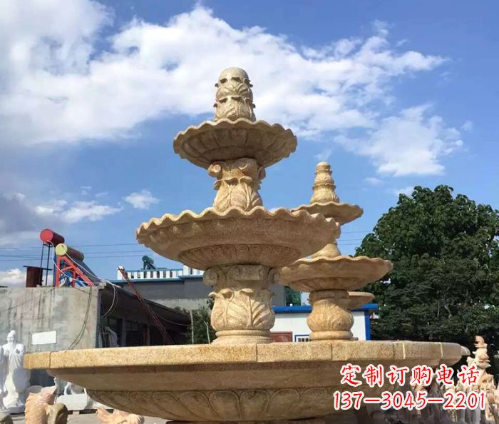 新乡晚霞红多层喷泉石雕