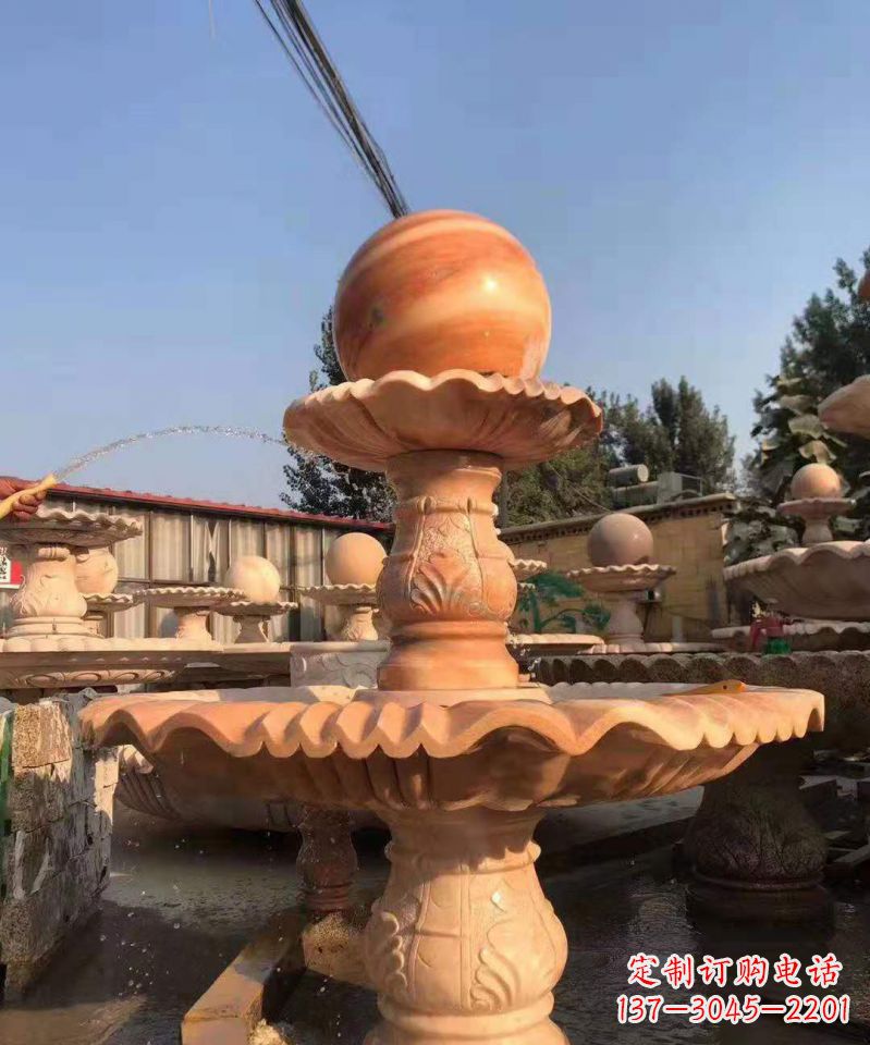 新乡晚霞红风水球雕塑别墅庭院景观雕塑 