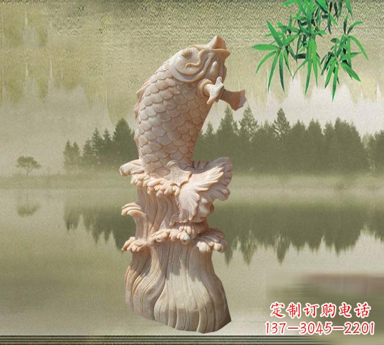 新乡晚霞红鲤鱼石雕
