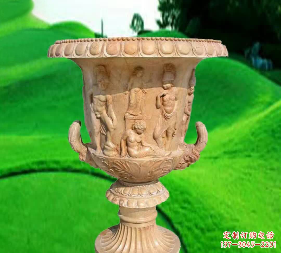 新乡晚霞红欧式花盆石雕