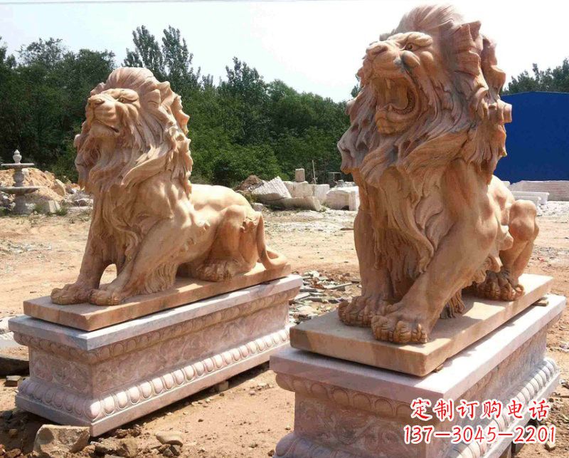 新乡晚霞红欧式狮子雕塑222