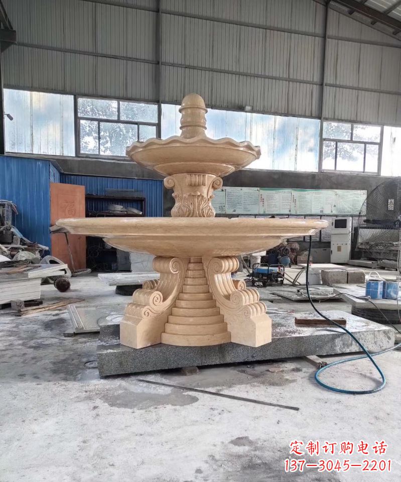 新乡晚霞红喷泉石雕广场景观雕塑
