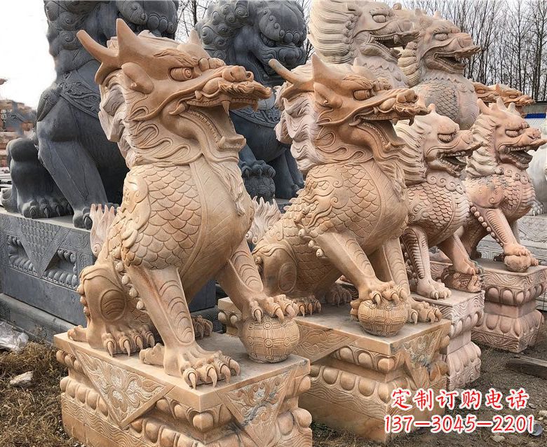 新乡晚霞红麒麟石雕 (2)