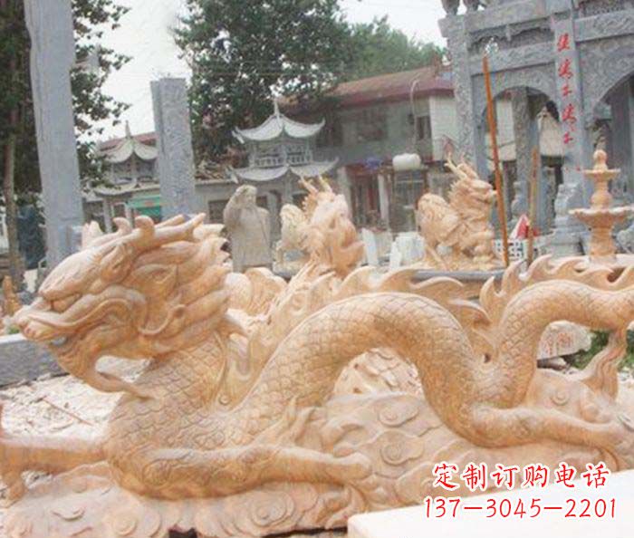 新乡晚霞红生肖龙石雕