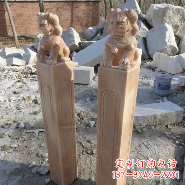 新乡晚霞红狮子拴马桩