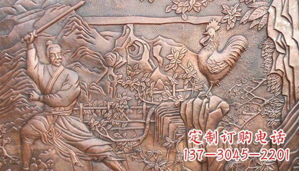 新乡闻鸡起舞黄铜壁画铜浮雕