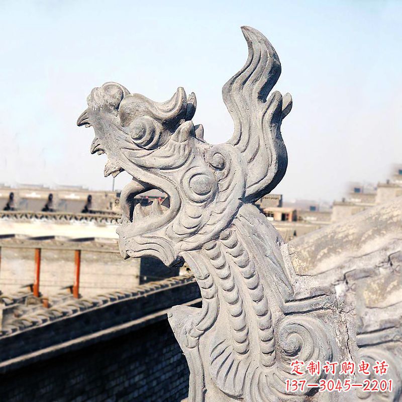 新乡屋脊鸱尾螭吻雕塑-古建装饰神兽动物雕塑