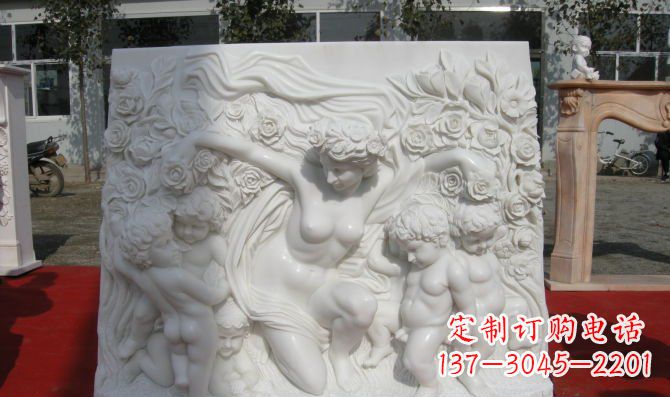 新乡西方女人与孩子汉白玉浮雕