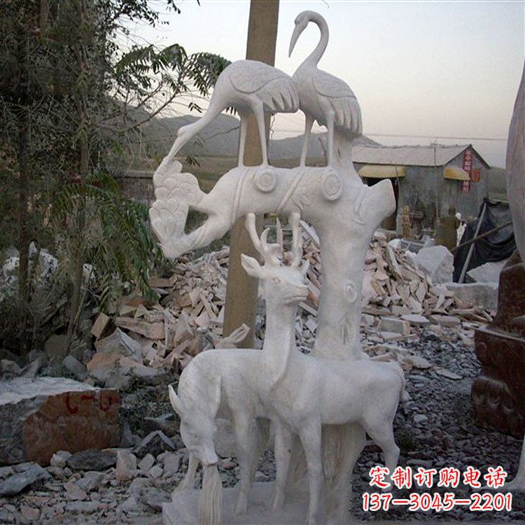 新乡仙鹤石雕景观摆件