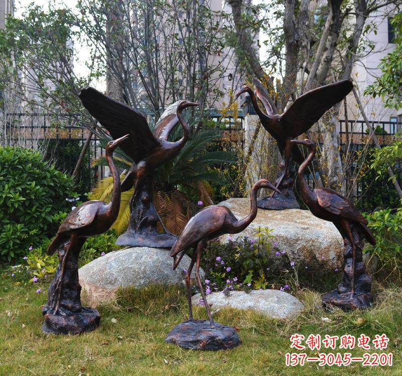 新乡仙鹤铜雕塑 (2)