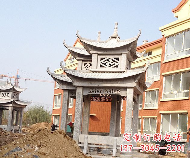 新乡小区景观大理石凉亭石雕