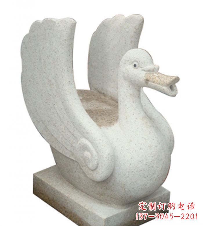 新乡小区景观大理石天鹅喷泉石雕 (2)