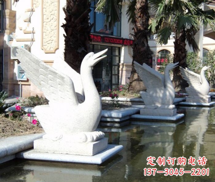 新乡小区景观大理石天鹅喷泉石雕