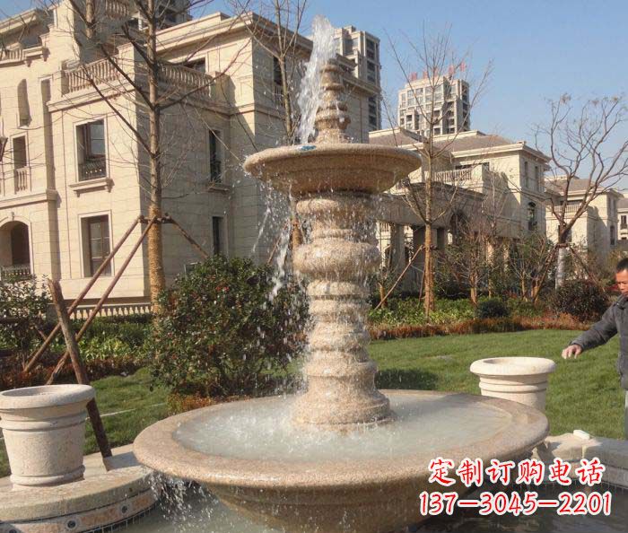 新乡小区景观多层喷泉石雕 (2)