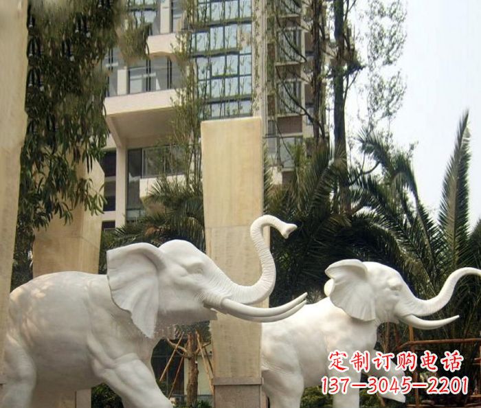 新乡小区景观汉白玉大象石雕