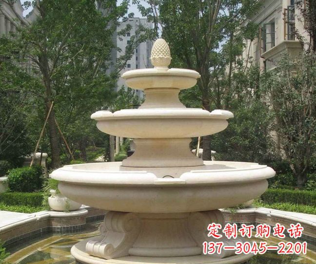 新乡小区景观晚霞红多层喷泉石雕