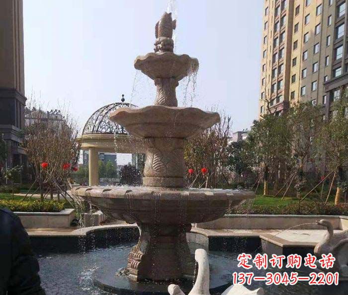 新乡小区景观晚霞红鲤鱼石雕喷泉