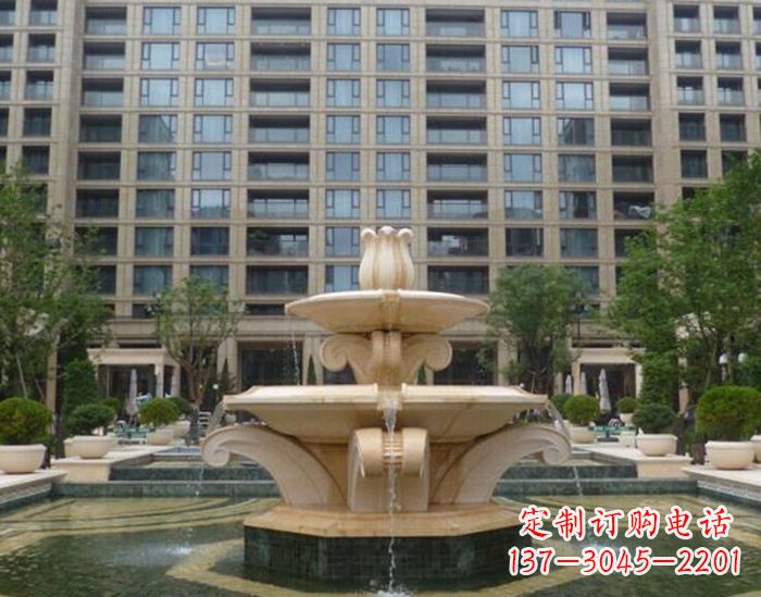 新乡小区景观晚霞红喷泉石雕 (2)