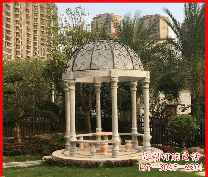 新乡小区欧式圆顶凉亭石雕 (2)