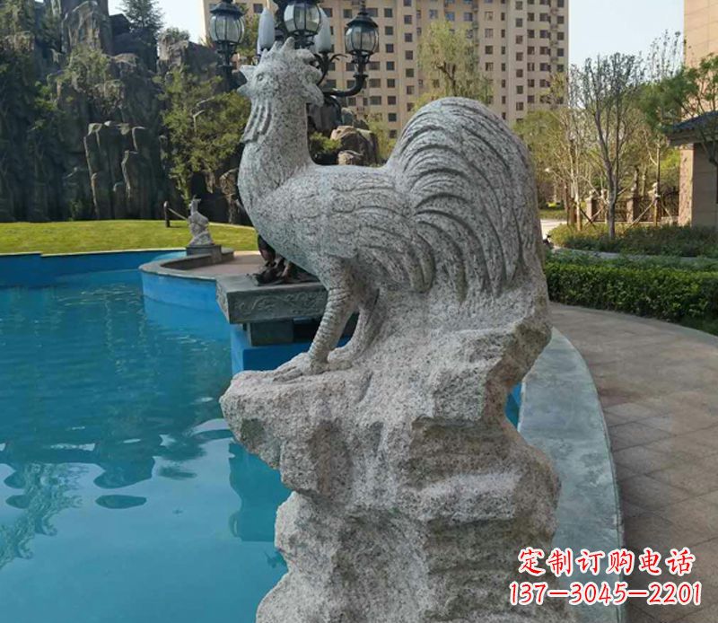 新乡小区十二生肖鸡动物石雕
