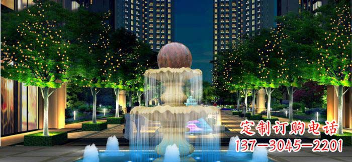 新乡小区石来运转风水球石雕喷泉