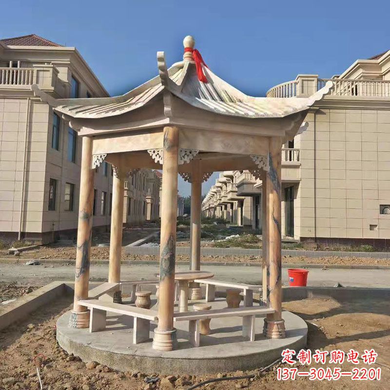 新乡小区庭院石雕凉亭