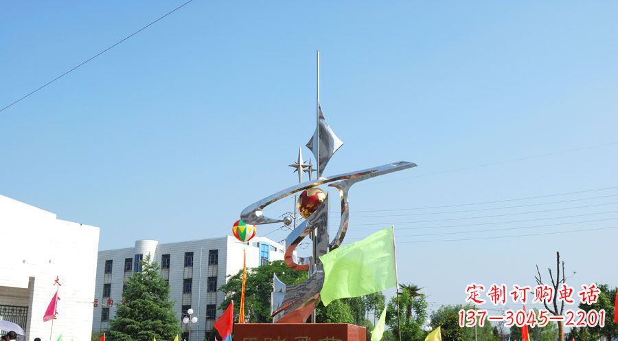 新乡校园不锈钢马踏飞燕地球雕塑