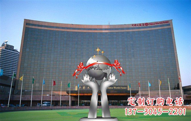 新乡校园不锈钢双手捧地球雕塑