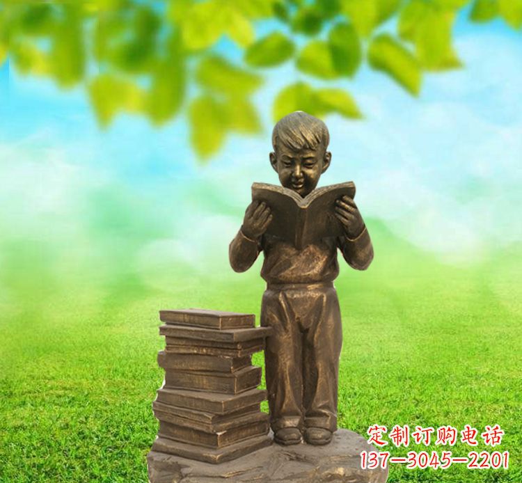 新乡校园读书的小男孩铜雕