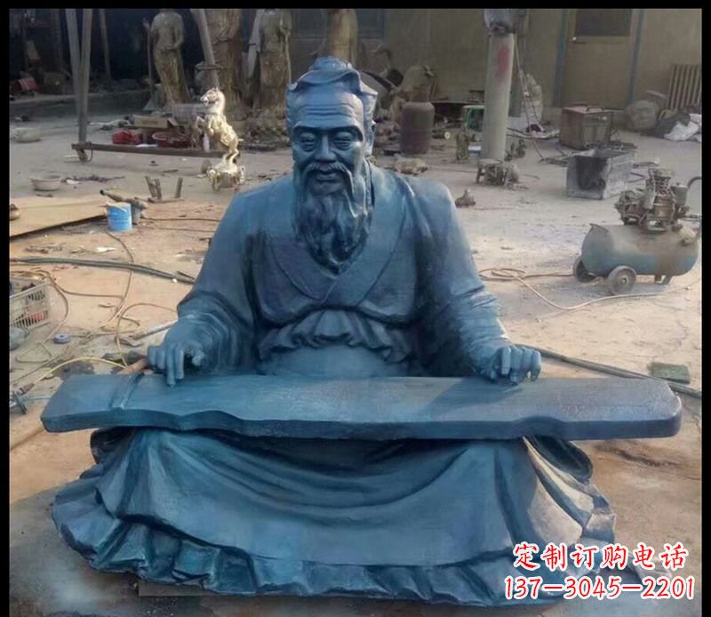 新乡校园孔子弹琴铜雕