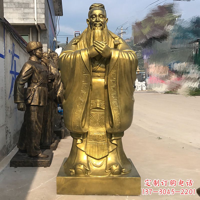 新乡校园孔子铜雕像