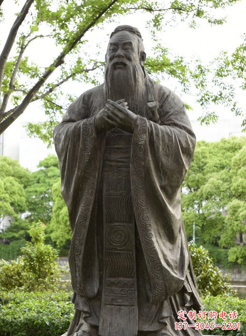 新乡校园孔子行教像铜雕 (2)