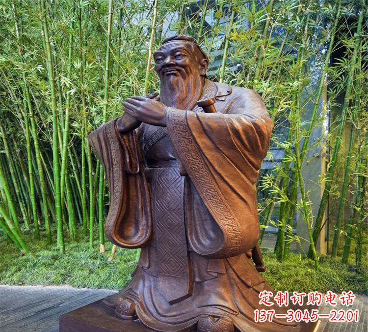 新乡校园孔子行教像铜雕