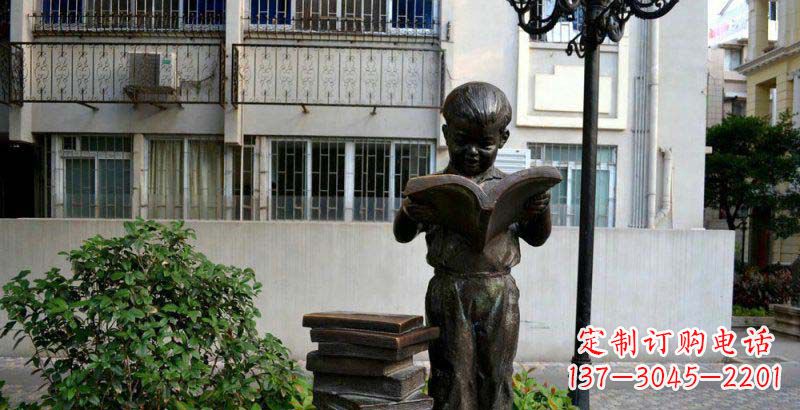 新乡校园念书的小男孩景观铜雕