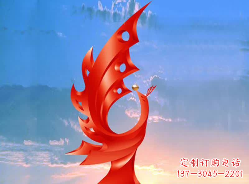 新乡学校不锈钢奋进凤凰标志雕塑