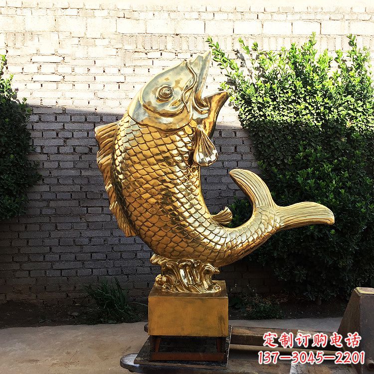 新乡鱼跃景观铜雕-纯铜铸造企业商场动物雕塑摆件