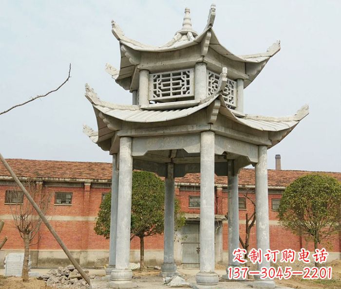 新乡园林仿古双层石雕凉亭 (2)