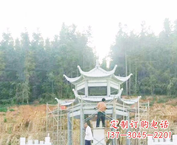 新乡园林仿古双层石凉亭景观石雕 (2)