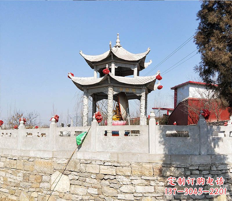 新乡园林仿古双层石凉亭景观石雕 (3)