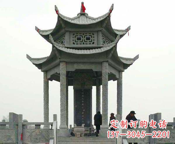 新乡园林仿古双层石凉亭景观石雕