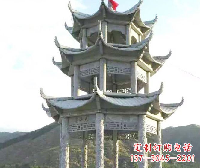 新乡园林景观多层凉亭石雕 (3)