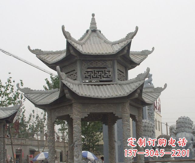 新乡园林景观仿古石雕凉亭 (2)