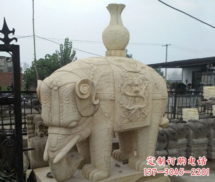 新乡园林景观驮瓶大象石雕