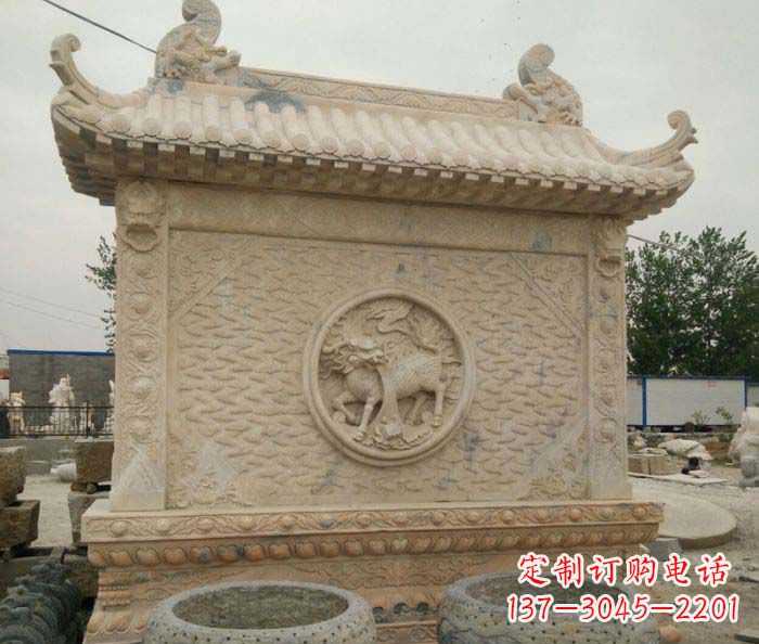 新乡园林景观晚霞红石雕影壁