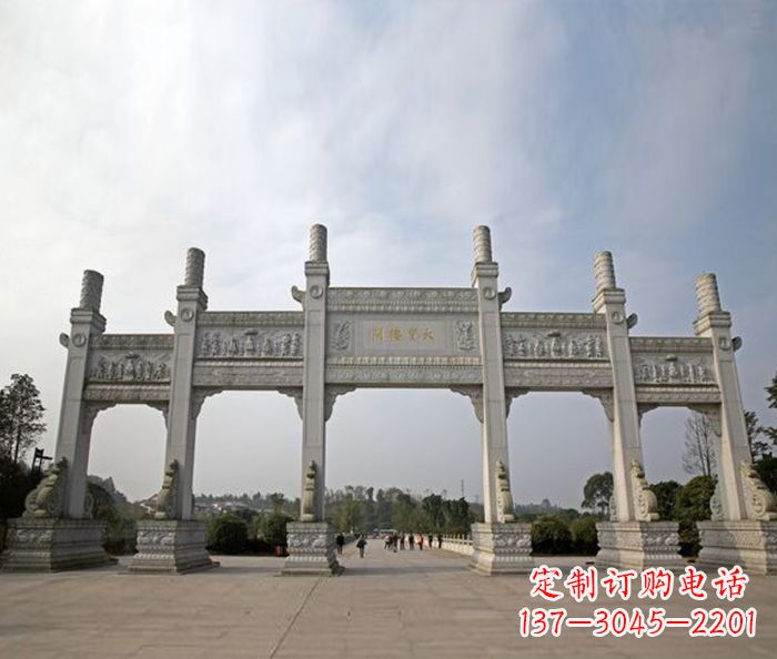 新乡园林景观五门石雕牌坊
