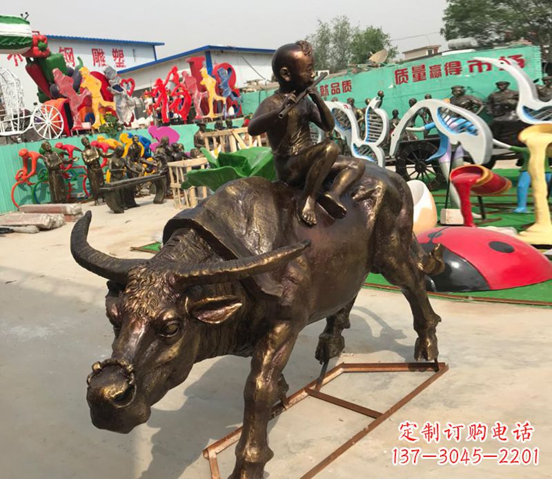 新乡园林牧童骑牛铜雕塑