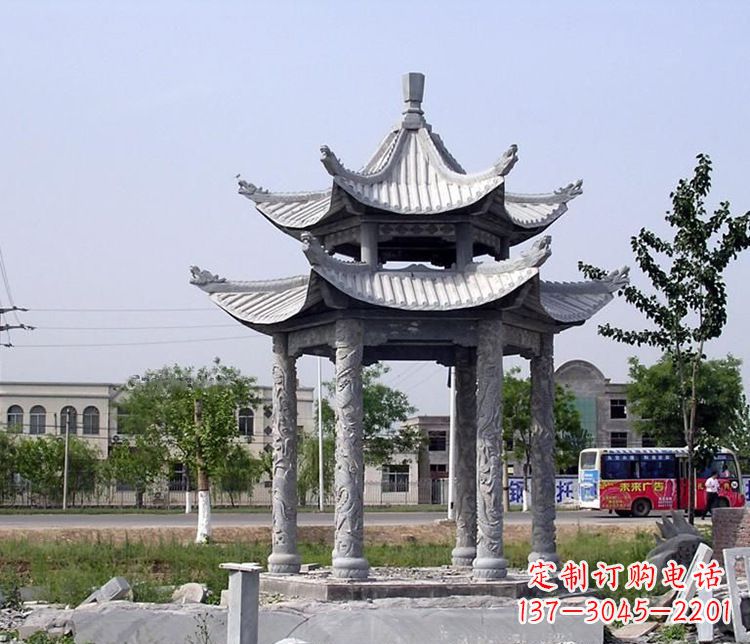 新乡园林双层仿古凉亭石雕